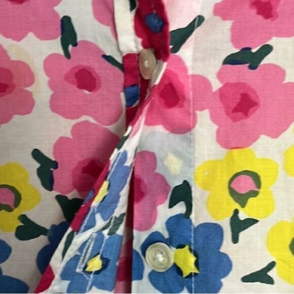 Talbots Vibrant Multi Floral Button Up Blouse - Picture 4 of 8